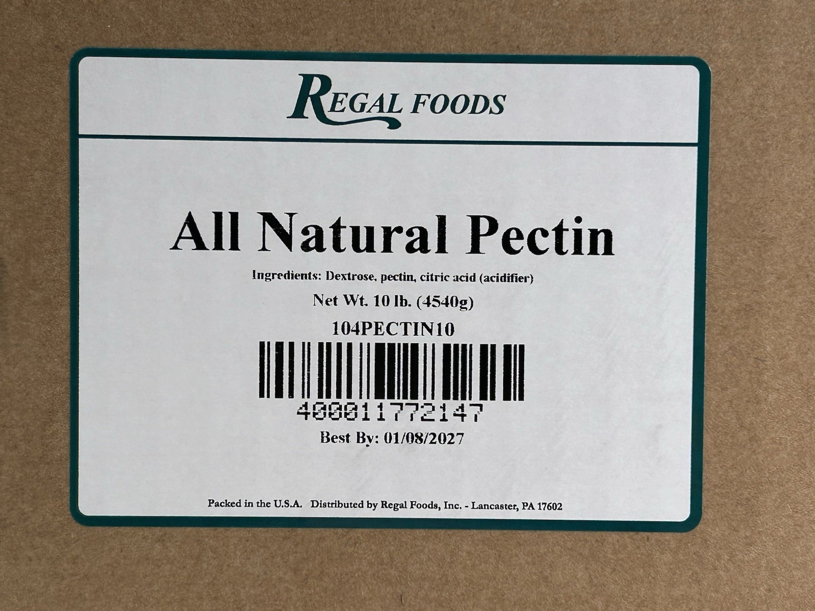 Regal Bulk 10 lb Fruit Pectin w/ Dextrose/Citric Acid for Making Jams & Jellies