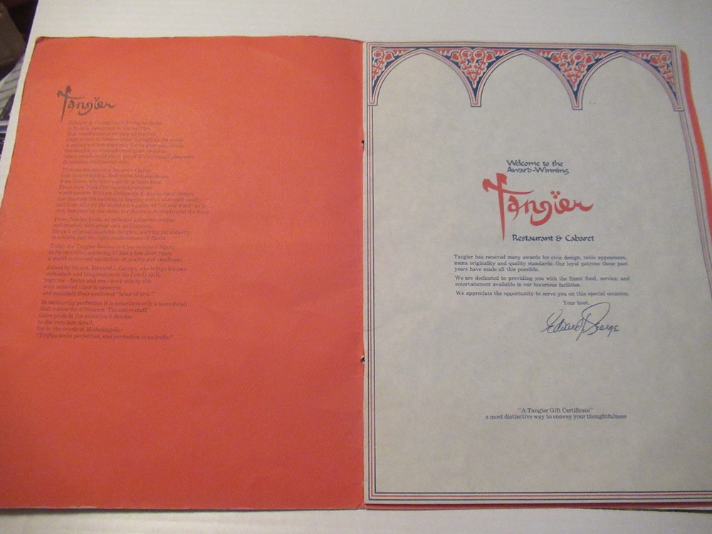 Tangier Restaurant Menu - Akron, Ohio
