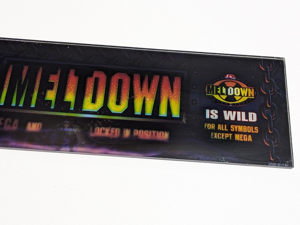 Slot Machine Glass Panel MEGA MELTDOWN Replacement or Display Piece 18" x 4"