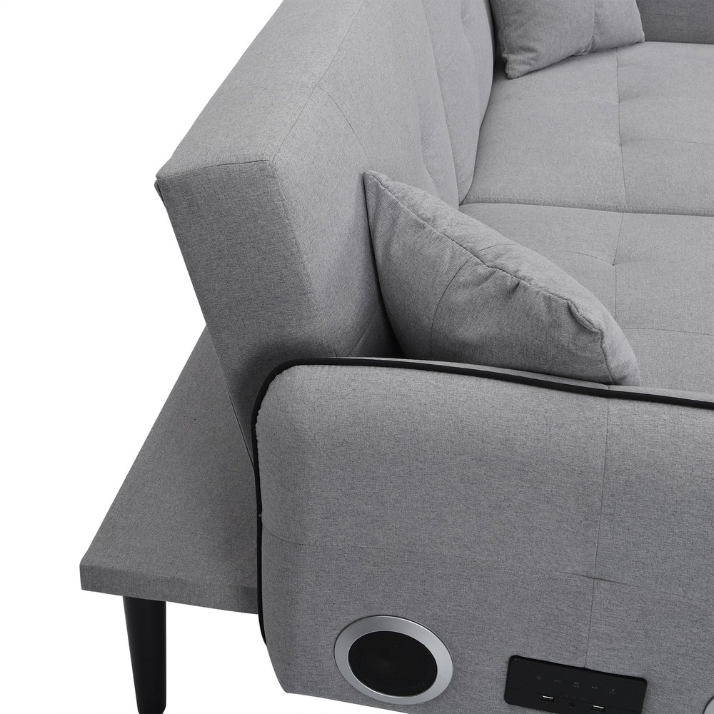 Folding Ottoman Sofa Bed with stereo (Gray)|Gray