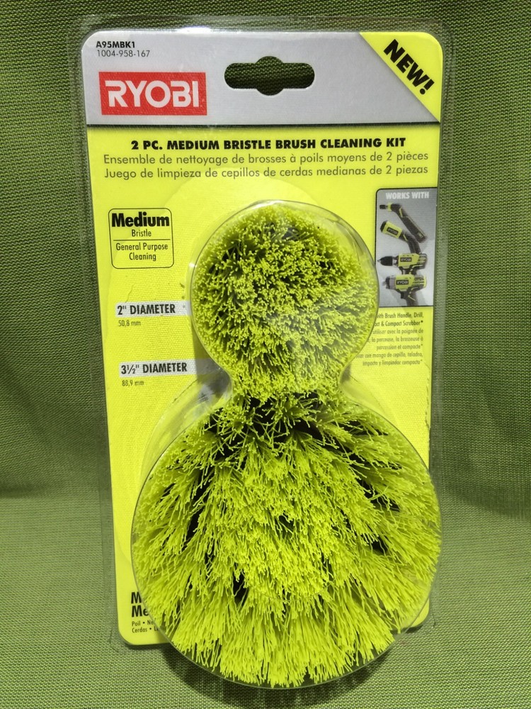 RYOBI Medium Bristle Brush Cleaning Accessory Kit (2-Piece)