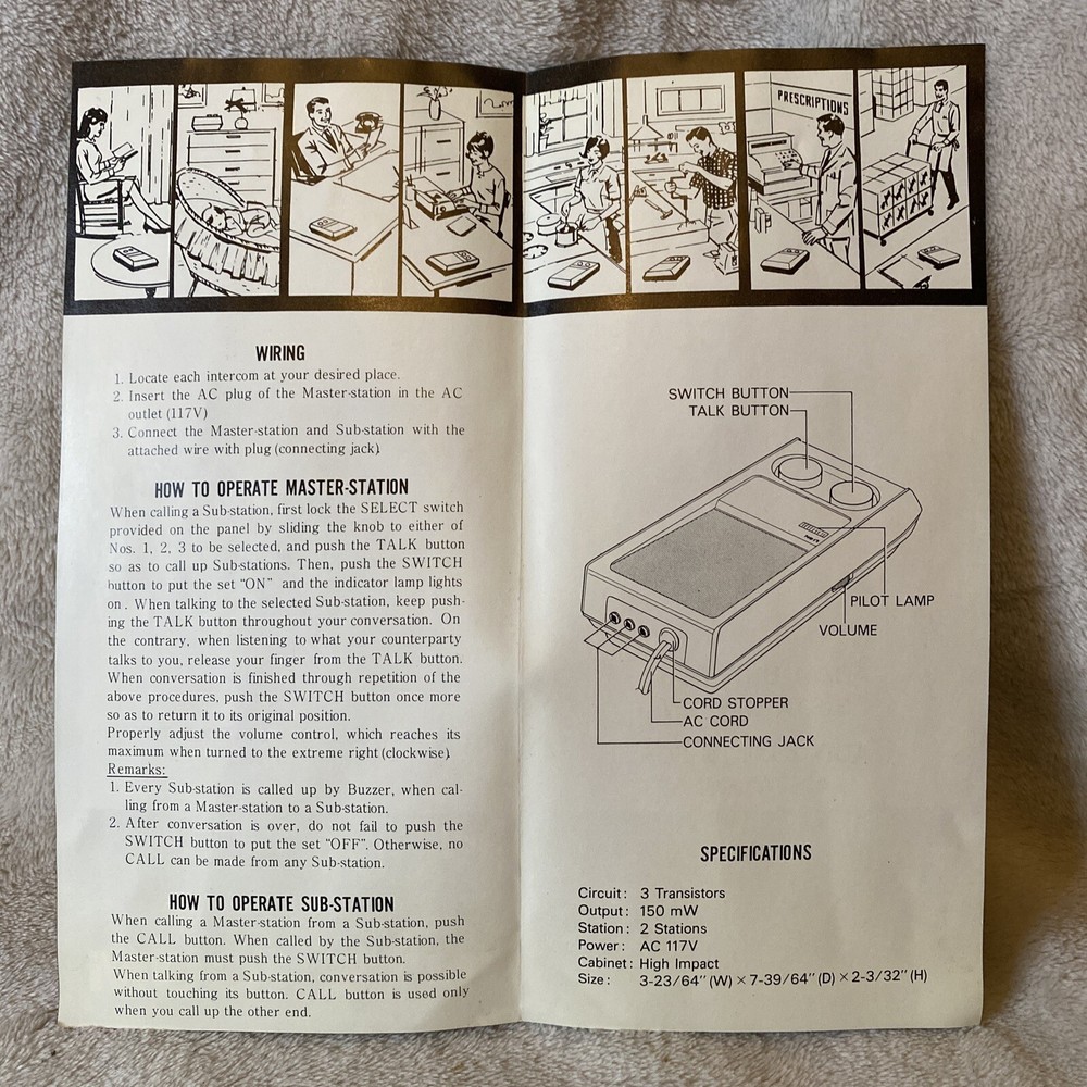 Vintage NOS VANCO AC 2-Station Intercom System in Orignal Packaging