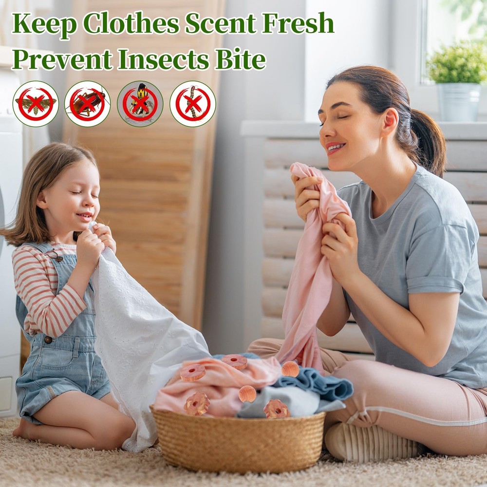 30 Pack Cedar Rings for Clothes Storage, Cedar Blocks