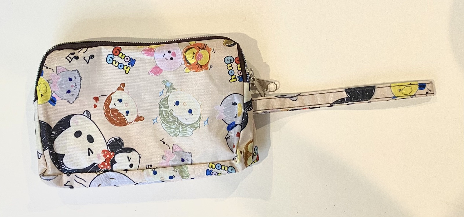 DISNEY CHARACTERS MICKEY MINNIE DOUBLE ZIPPERED WALLET Case Pouch Cosmetic Bag