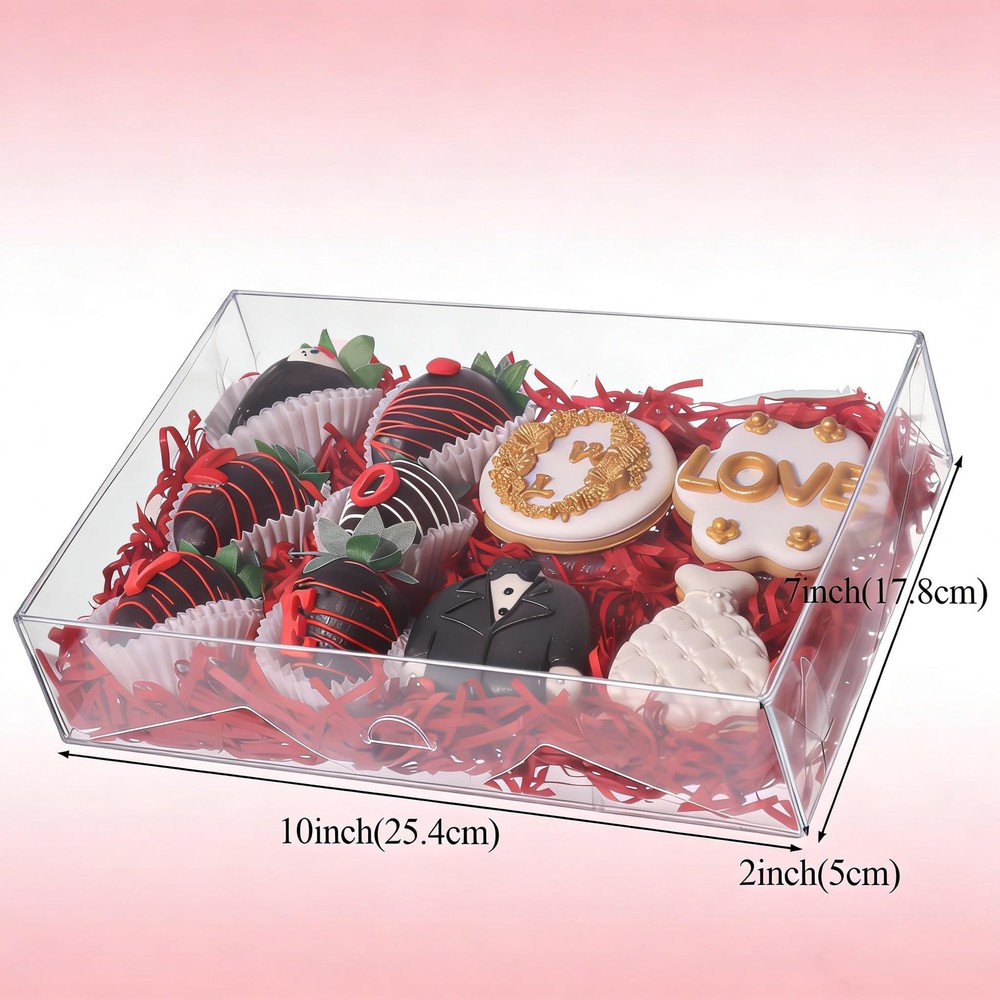 4 PCS 10x7x2 inches Clear Strawberry Boxes Bakery Boxes Cookie Box Macaron Boxes
