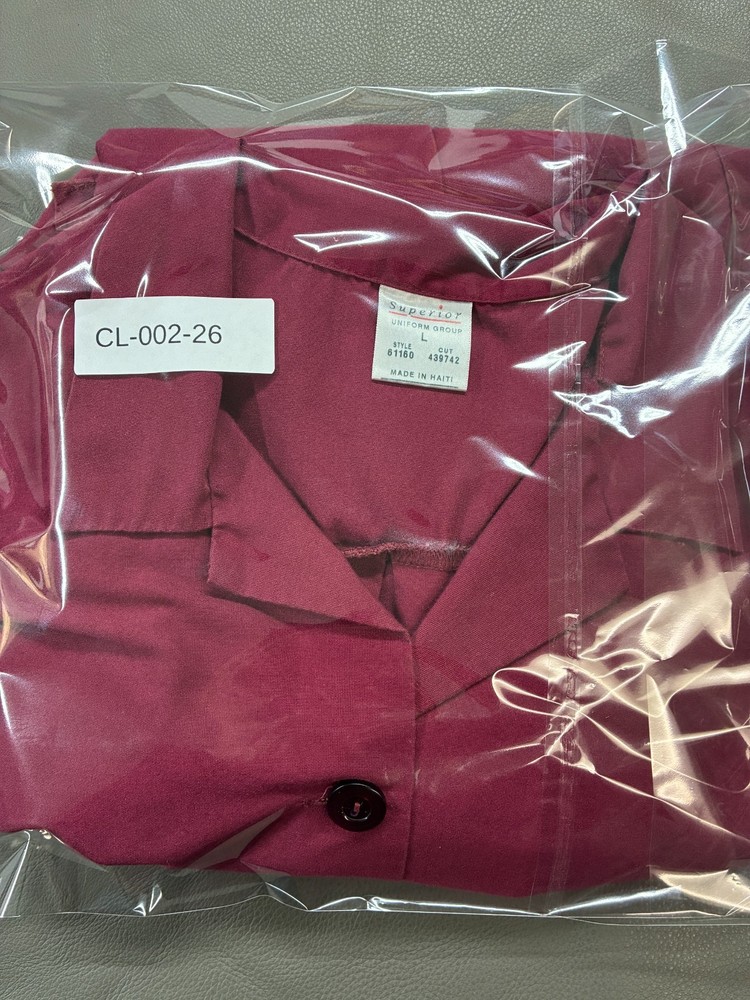 Superior Uniform Group Burgundy Work Jacket Women’s Size Large Button Front Util