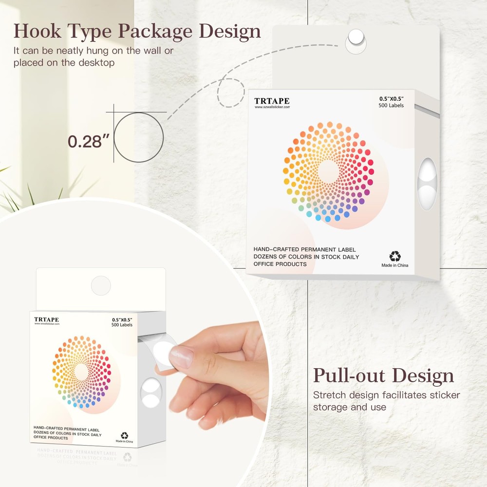 1/2 Inch Round Color Coding Labels (500 White Dots) - inch-500PCS,