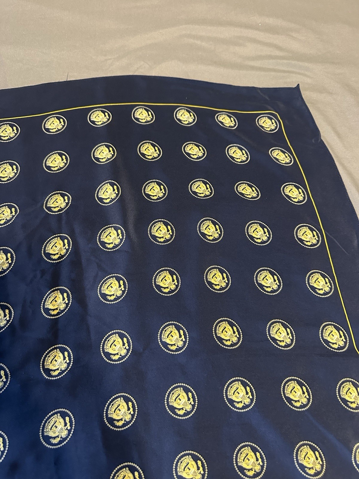 Presidential Seal Repeating Print Square Silk Scarf 29”X29” Bill Clinton Navy