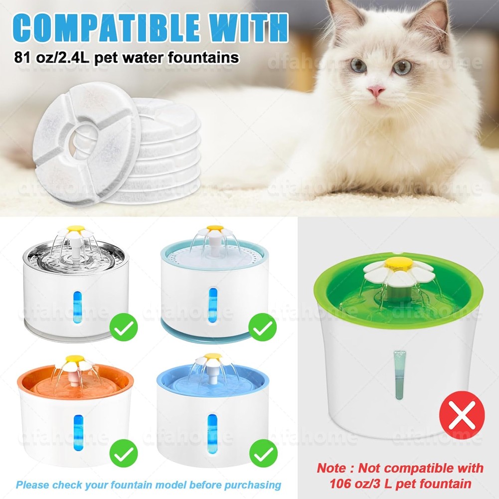 12 Packs Cat Water Fountain Filters Replacement Filters for Automatic Pet Fount
