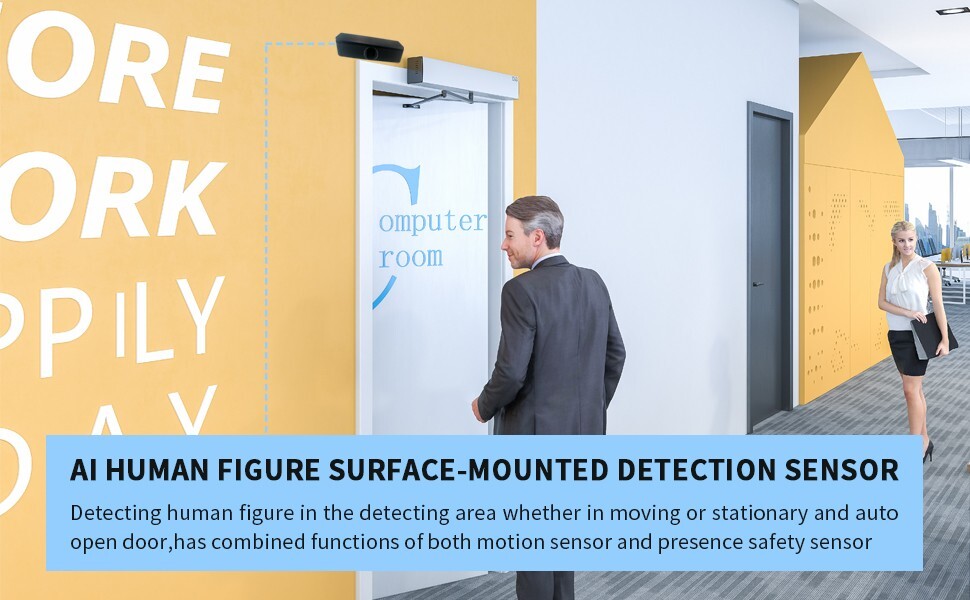 Automatic Electric Swing Door Opener with Surface-Mounted Human Detection Sensor