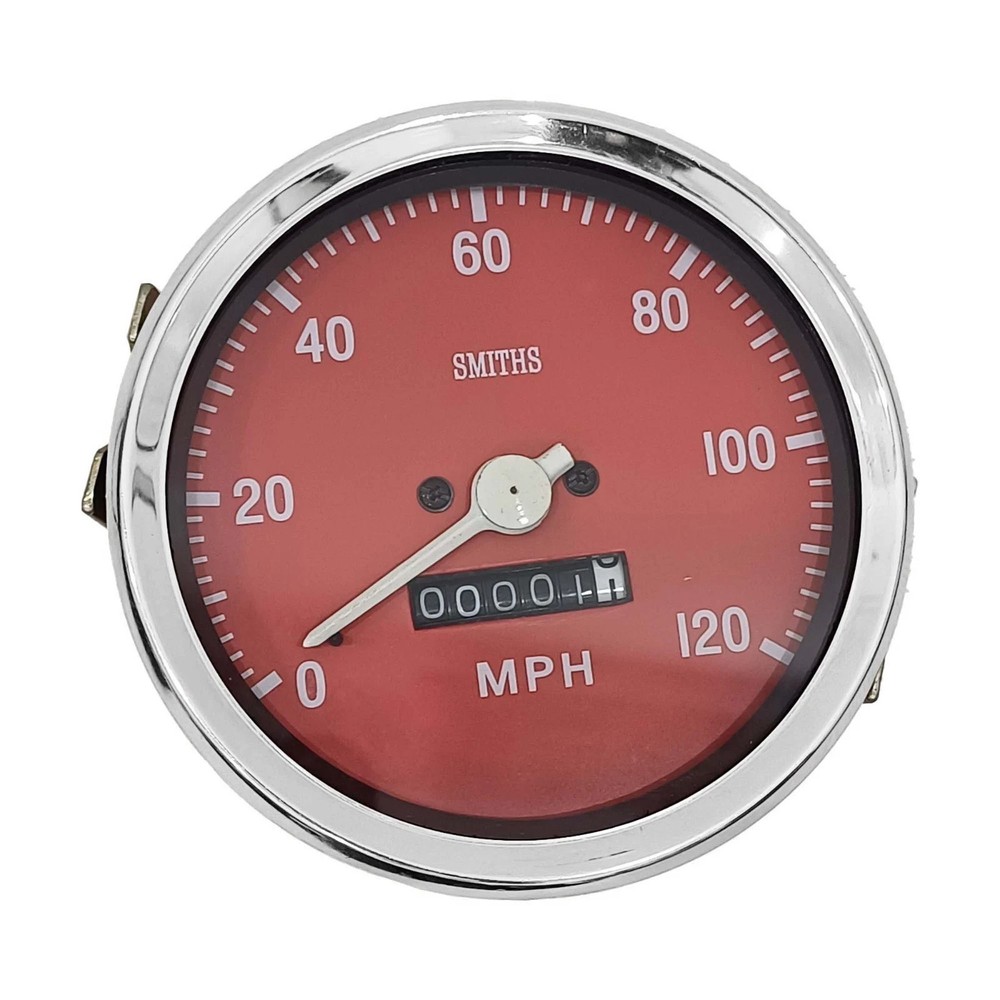 Smiths Speedometer Red Face Chrome Bezel 100 MM
