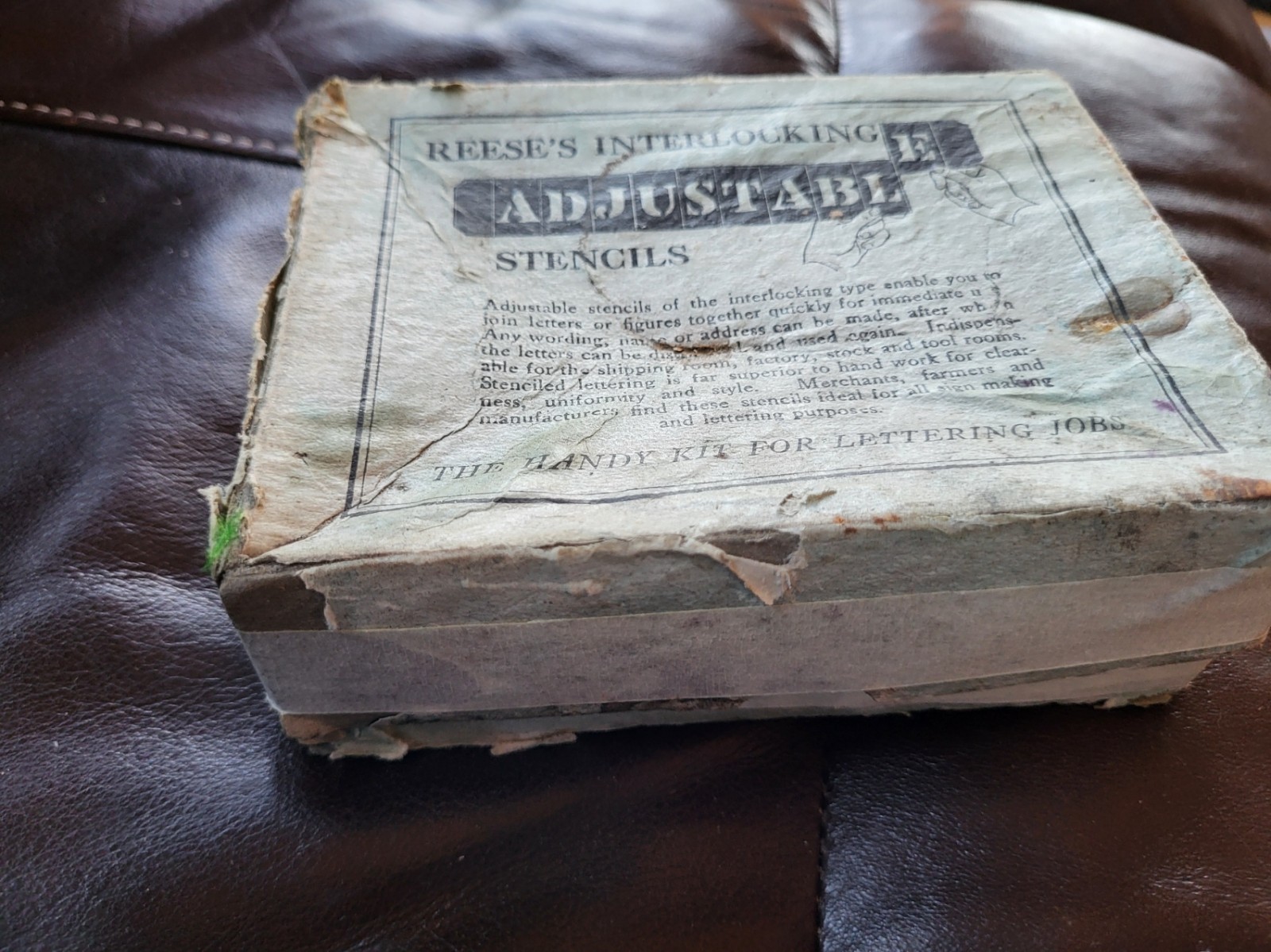 Box Full Of Vintage Reese's Interlocking Adjustable Brass Stencils