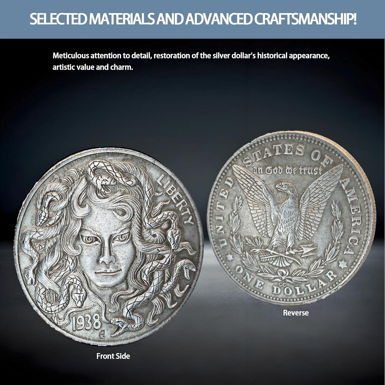 Antique Liberty Indian Head Ten Dollar Coin - Uncirculated Morgan Silver Dollar