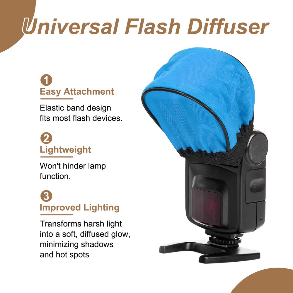 2pcs 3.7" x 3.5" Soft Mini Flash Bounce Diffuser Cap, for Flashlight, Blue