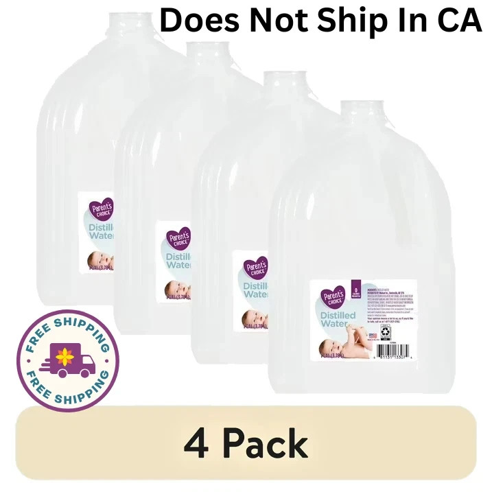 (4 Pack) Parent’s Choice Distilled Water, 1 Gallon