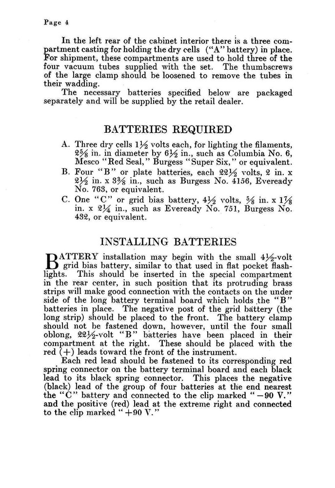 Radiola IV Setting-up Operation MANUAL 1924 (14pg)