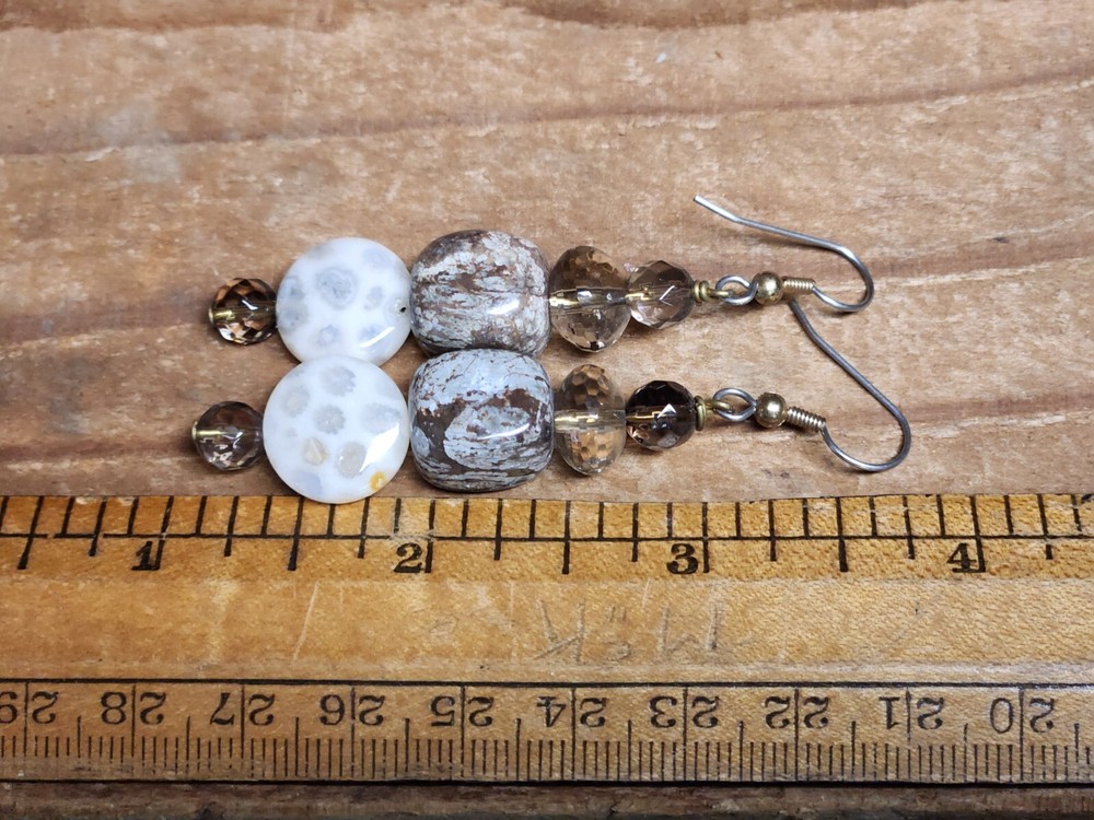 Stone and Beaded Dangle Earrings