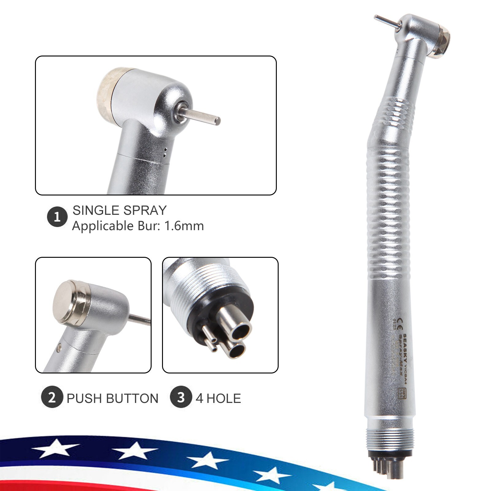 10pcs NSK PANA MAX Style Dental High Speed Handpiece Push Button 4 Hole Y1BA4 SK