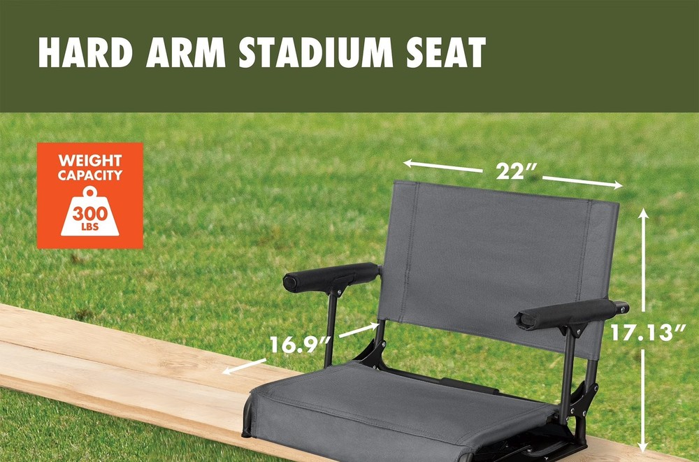 Hard Arm Stadium Seat, Gray
