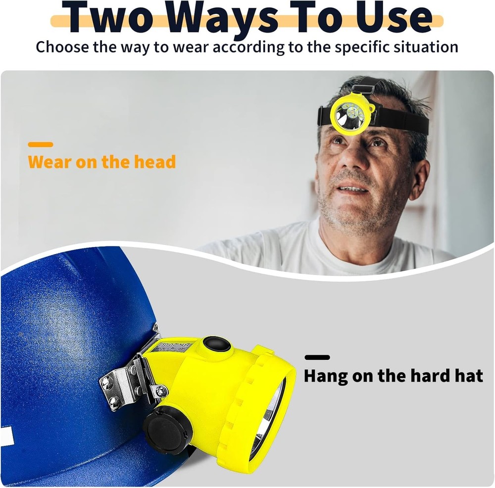Rechargeable LED Mining Headlamp for Hard Hat Helmet, Explosion-Proof Waterproof