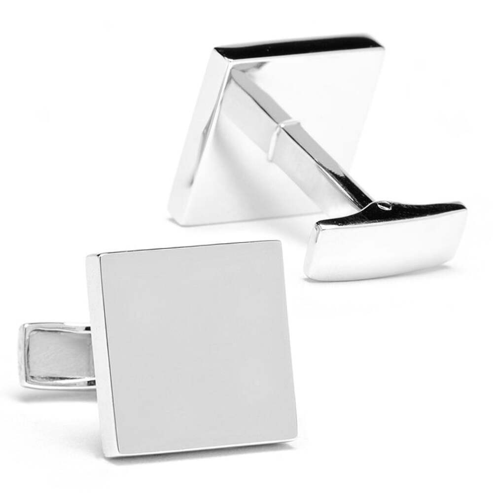 Sterling Silver Infinity Edge Square Engravable Cufflinks
