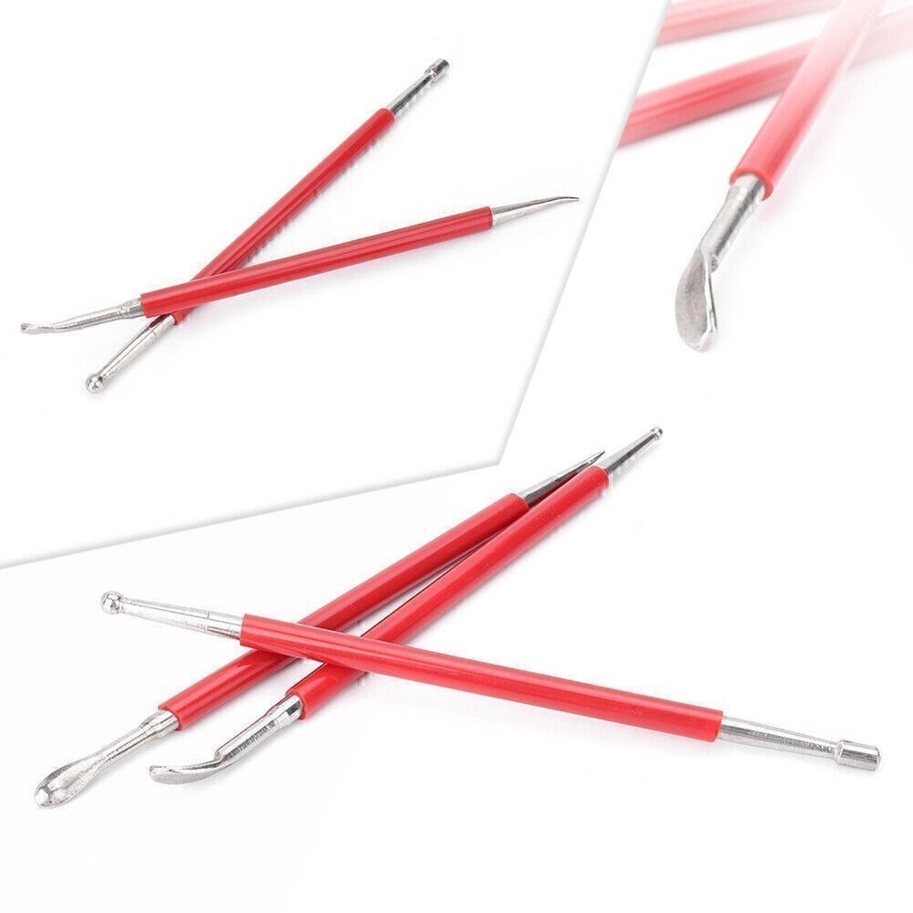 3pcs Modelling Tools Kit Set Red + Silver For Shaping Wax or PMC Silver Clay