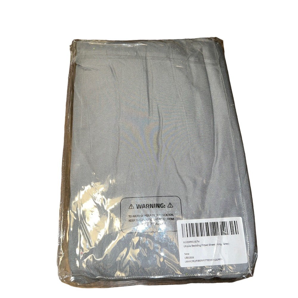 Utopia King Size Fitted Sheet Brushed Microfiber Grey Premium Quality