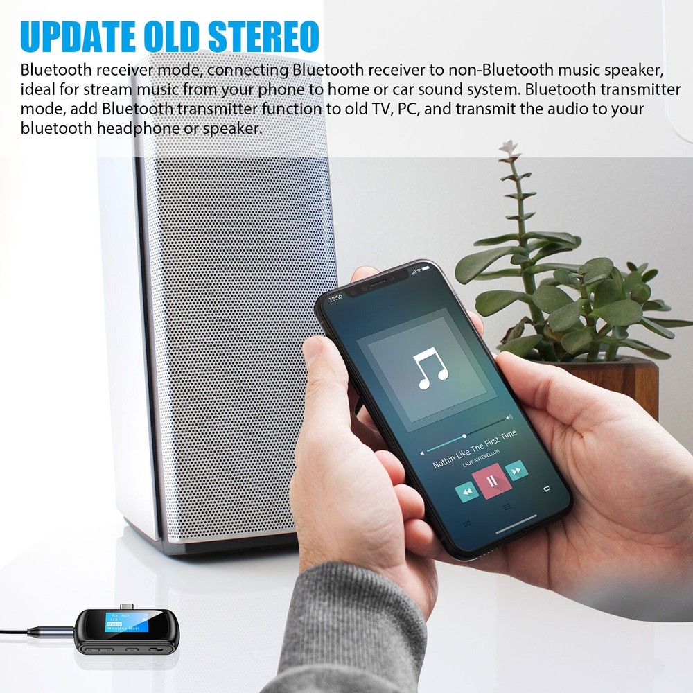 Type-C Car Wireless Bluetooth 5.0 Transmitter Receiver Audio 3.5mm Aux Adapter