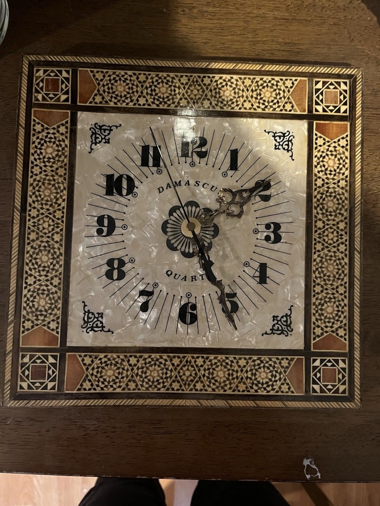 damascus wood inlay clock Working