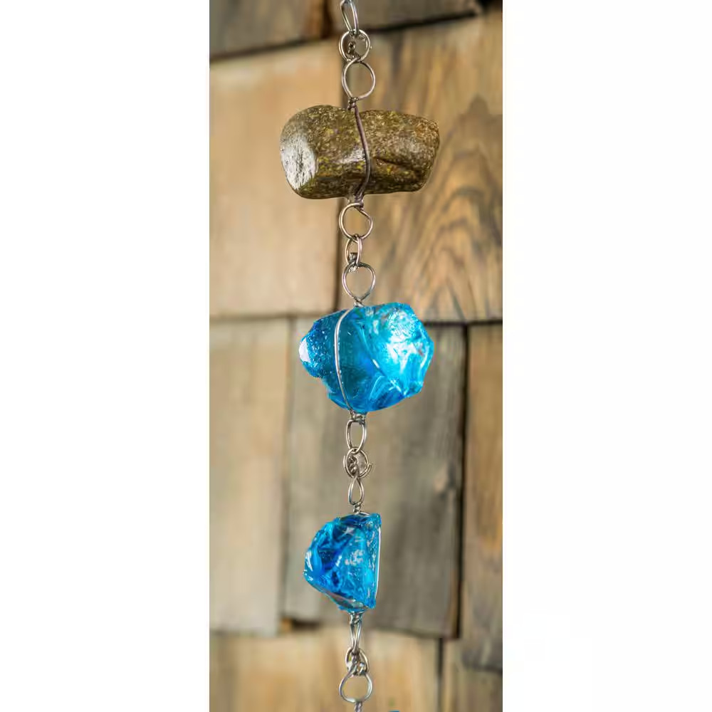71 In. Blue Glass Rain Chain