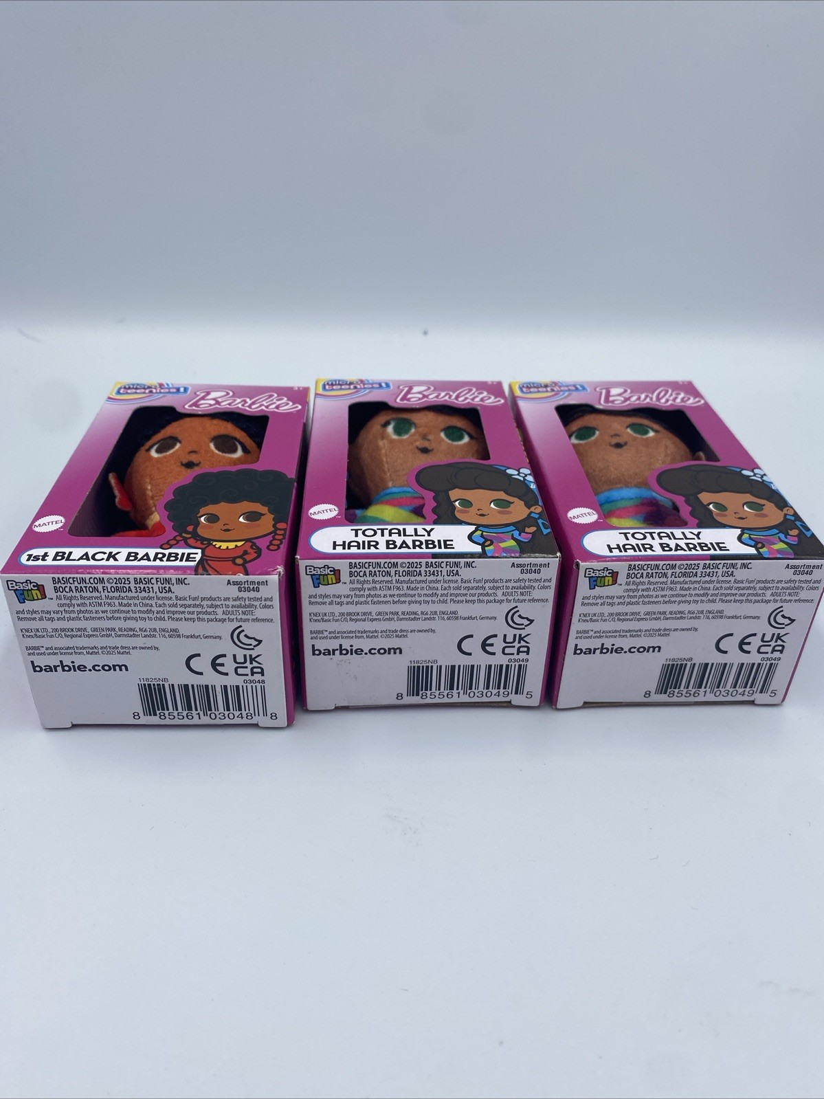 Set of 3 Barbie Micro Teenies Plush Basic Fun 1- 1st Black 2- Totally Hair New