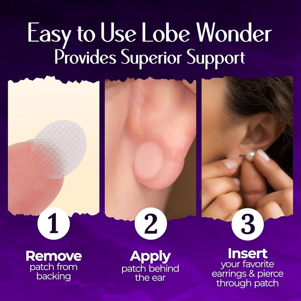 Lobe Wonder - The Original Ear Lobe Support Patch For Pierced Ears - E