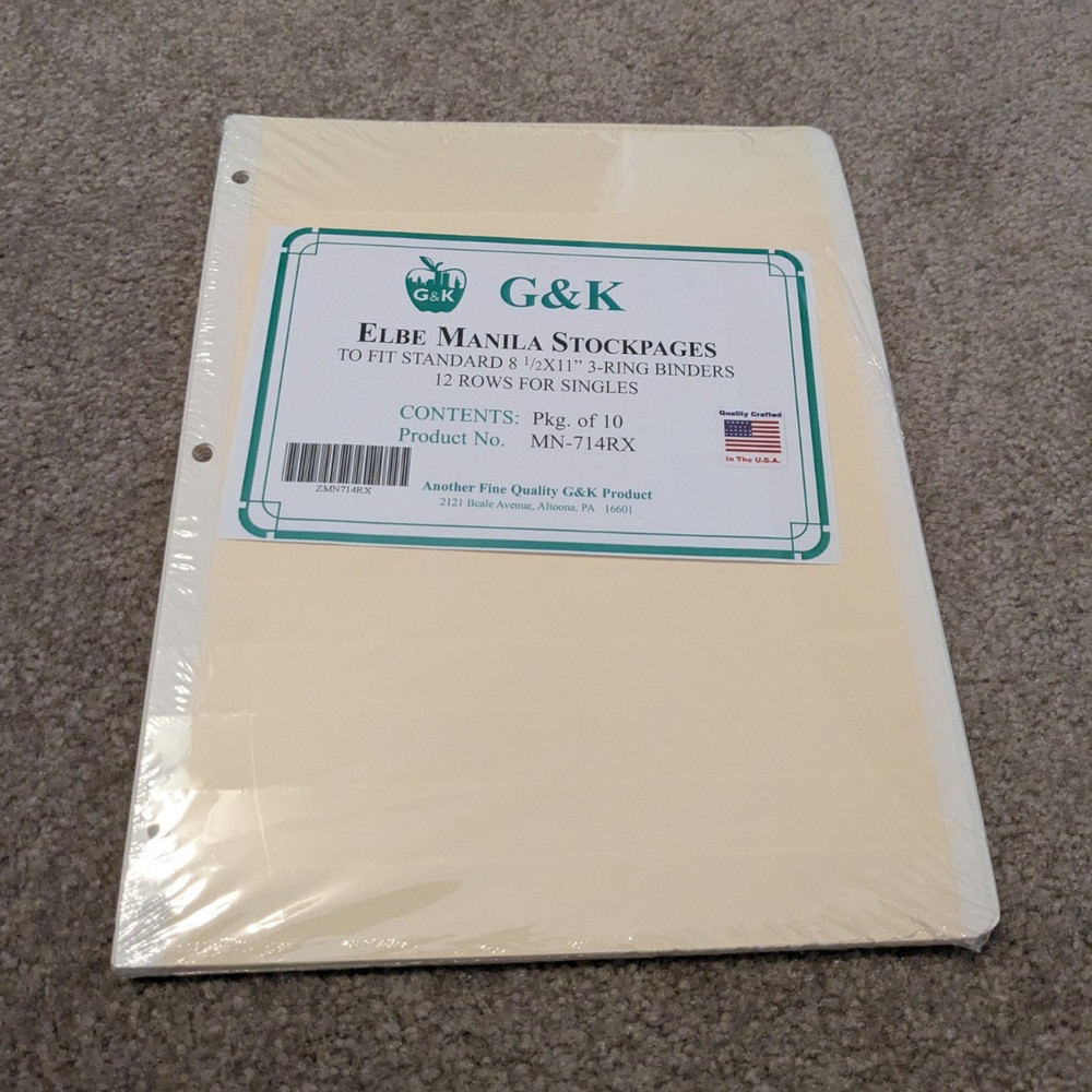 G&K Manila Stockpages MN-714RX 3-Ring Binder Pages for Stamp Albums