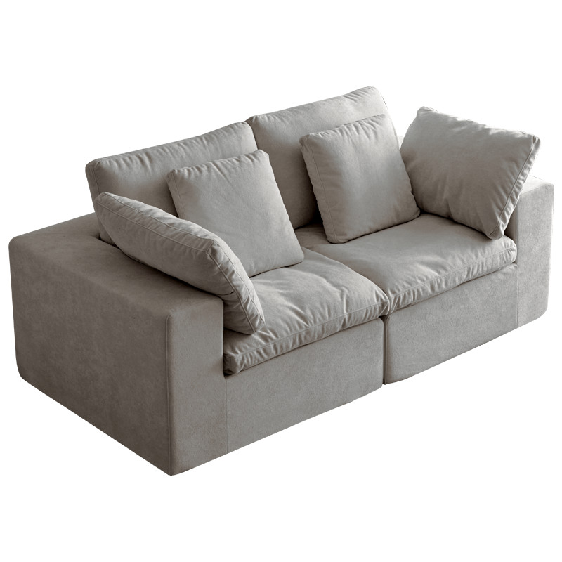 Compressed Sectional Sofa Modern Minimalist Style Corduroy Couch Light Gray
