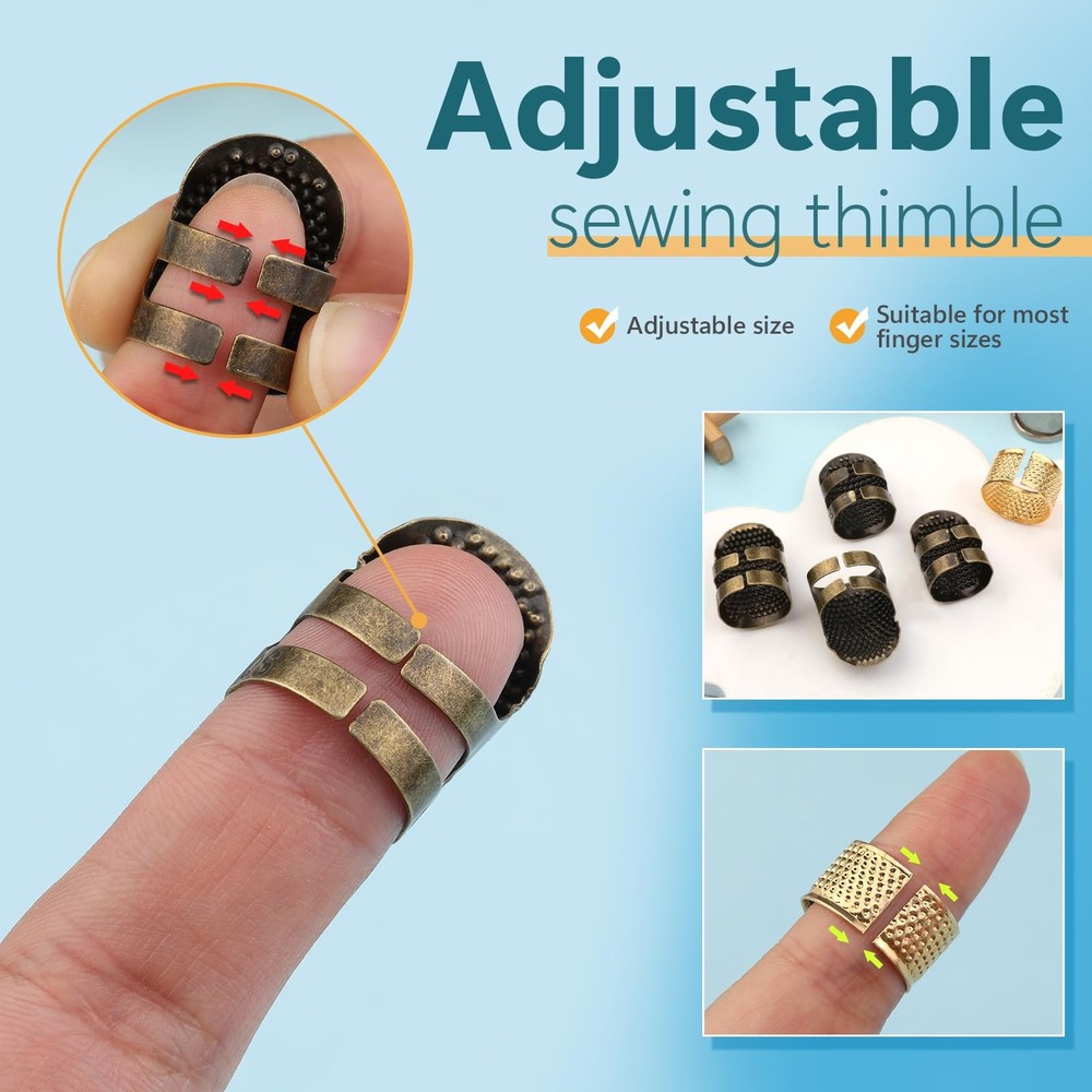 ZMAAGG Thimbles for Hand Sewing, 8 PCS Sewing Basic Version, Multicolor