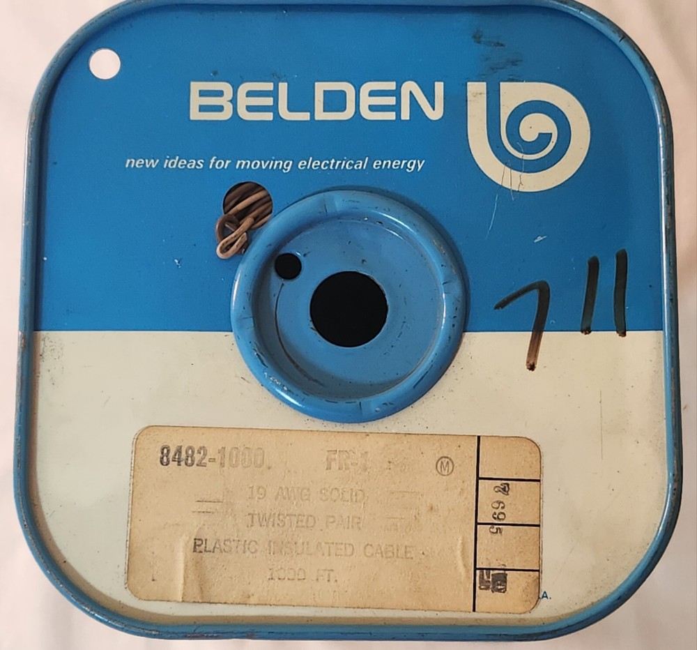 BELDEN 19 AWG Solid Copper Twisted Pair Plastic Insulated Cable Wire #8482   20'