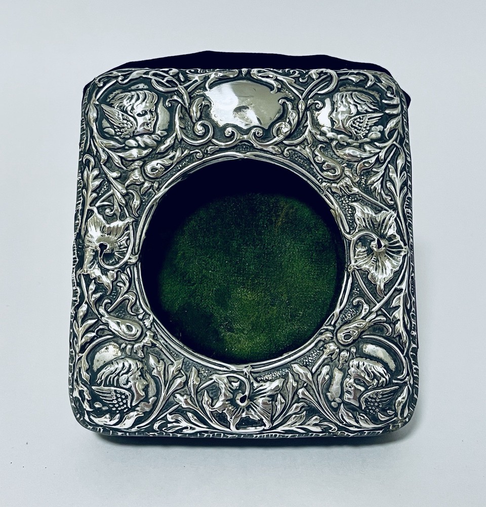 Antique Solid Sterling Silver Framed Goliath Pocket Watch Holder Case 1905