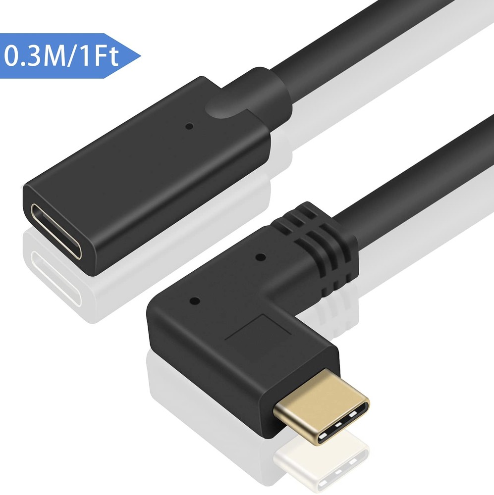 Poyiccot USB C Extension Cable 1ft, C 1 feet, usb c extension cable black