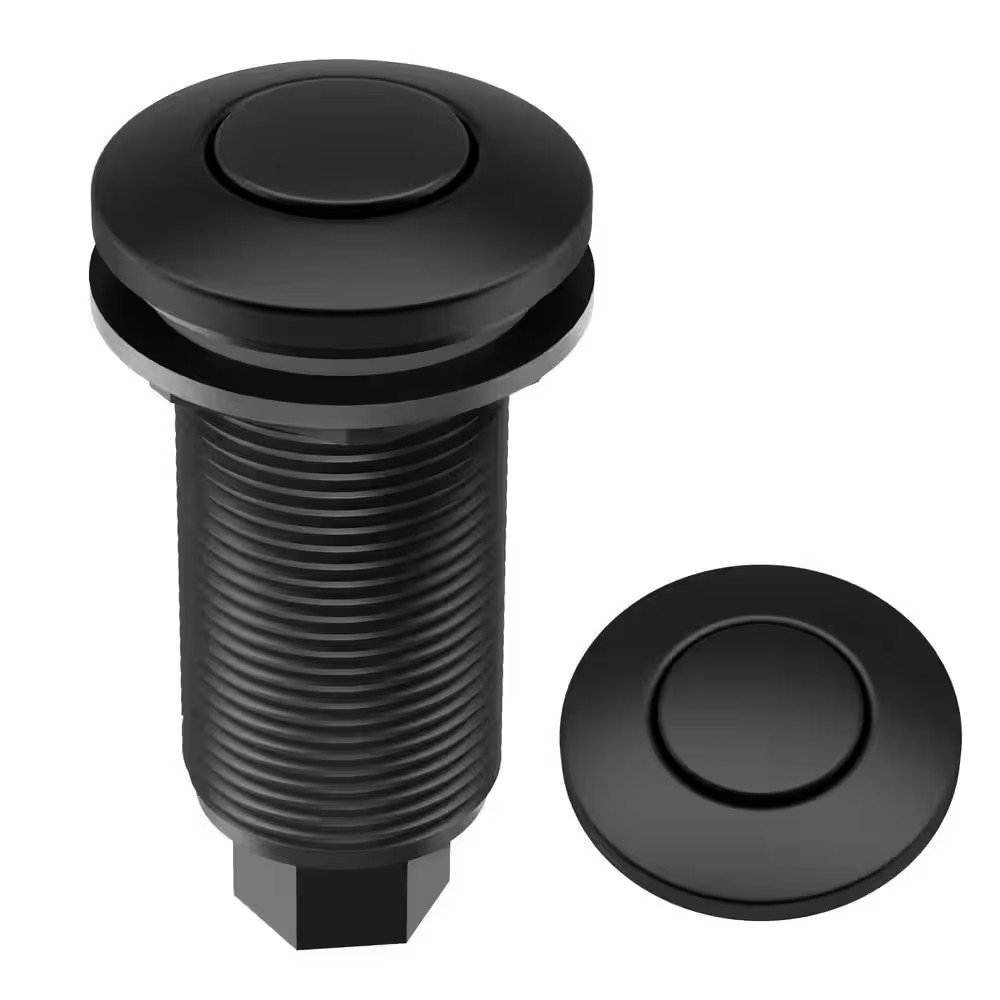 Garbage Disposal Air Switch Kit in Matte Black with Push Button, AC Adapter, Pow