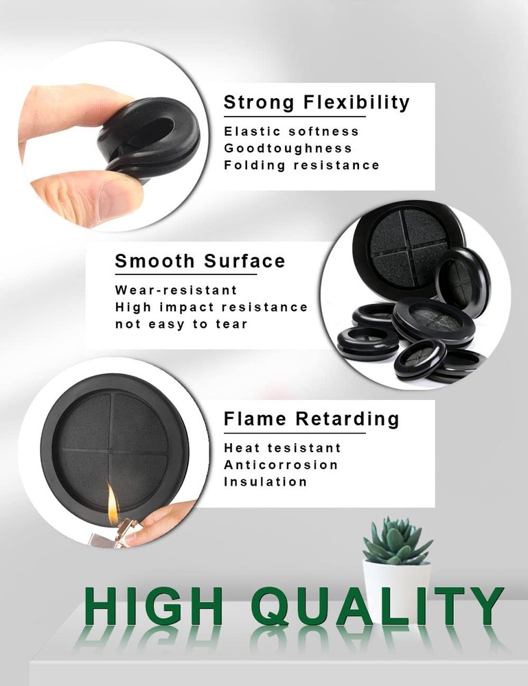 EASYEAH 80 Pcs Rubber Grommets Assortment Kit Black Rubbr Kit,