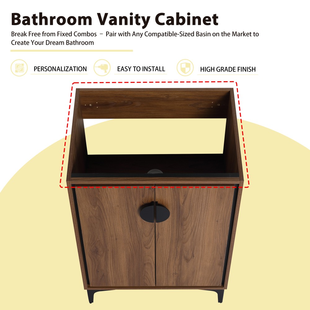Vanity with Double Soft-Close Doors for Bathrooms Without Sinks