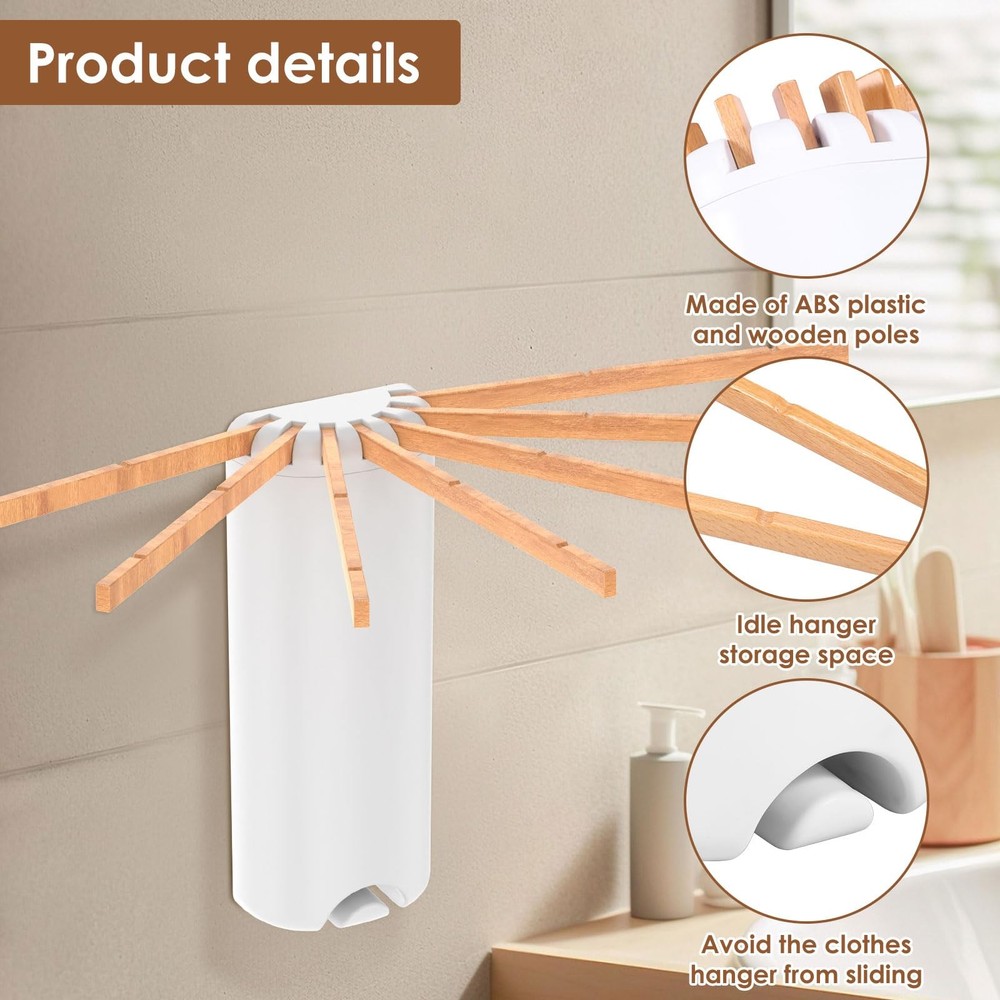 Wall Mounted Clothes Drying Rack, Collapsible Laundry Rack with 7 Adjustable ...