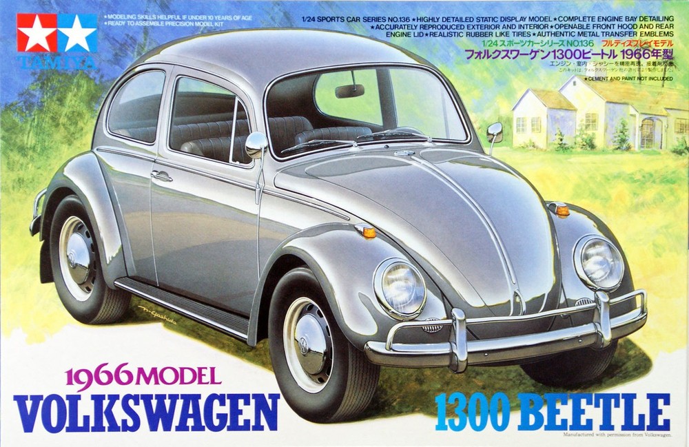Tamiya 24136 1966 VW Beetle 1300 1/24 Scale Plastic Model Kit