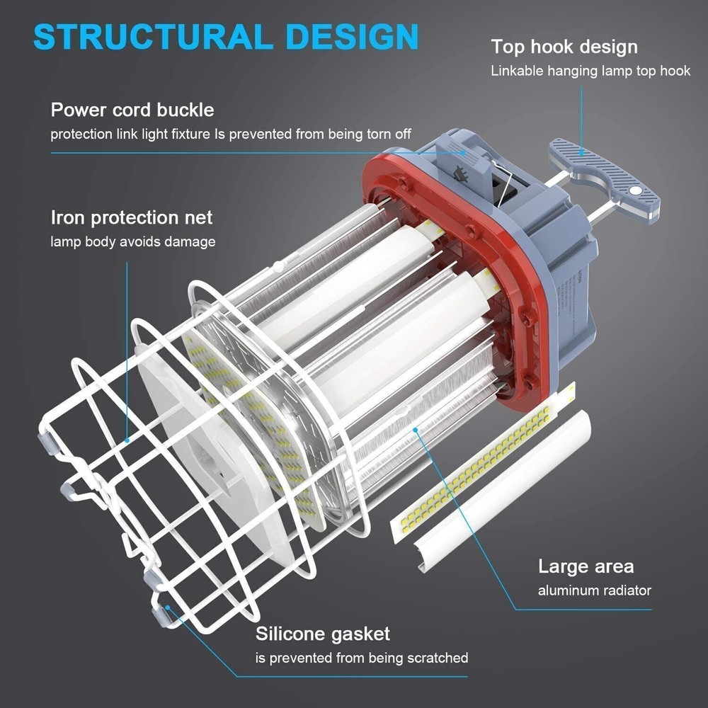 80W LED Temporary Work Light 11,600LM Linkable Hanging Construction Light 5000K