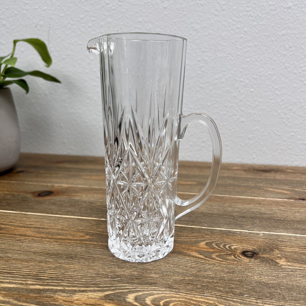 Beautiful 7 “ Tall Lead Crystal Starburst Design Handled Pitcher Replacement