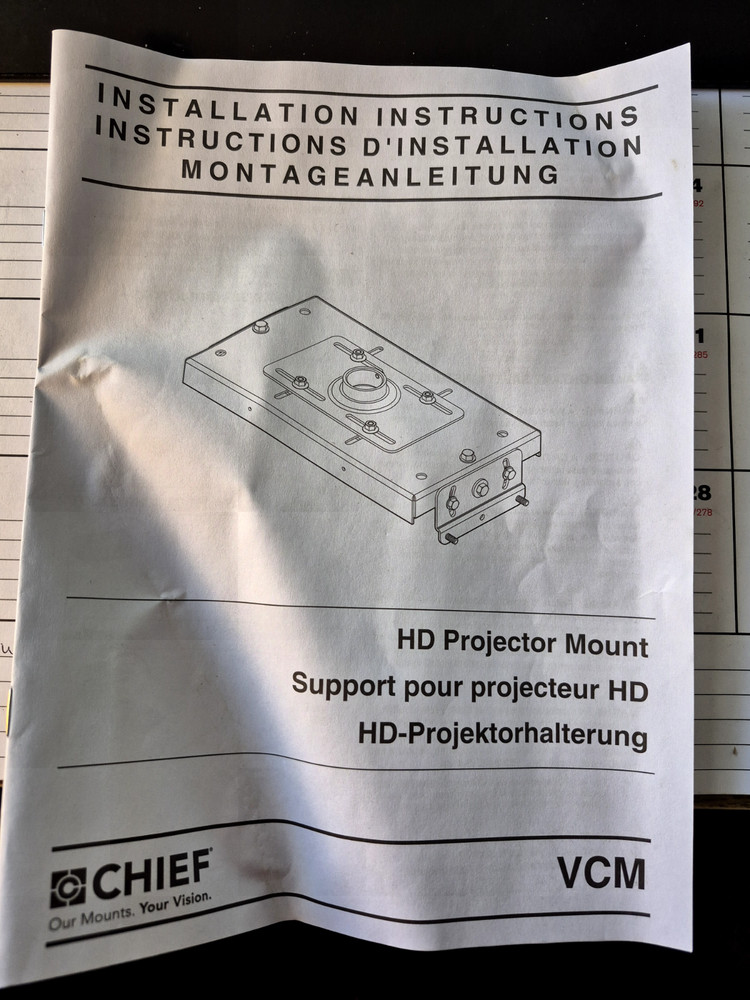 Chief VCM20W HD Projector Mount Support