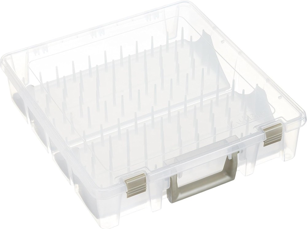 Stackable Super Satchel Thread Box - 108 Pegs and Removable Trays for Crafting