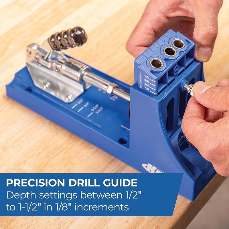 Adjustable Pocket Hole Jig Drill Guide Woodworking Tool Strong Joints Easy Setup