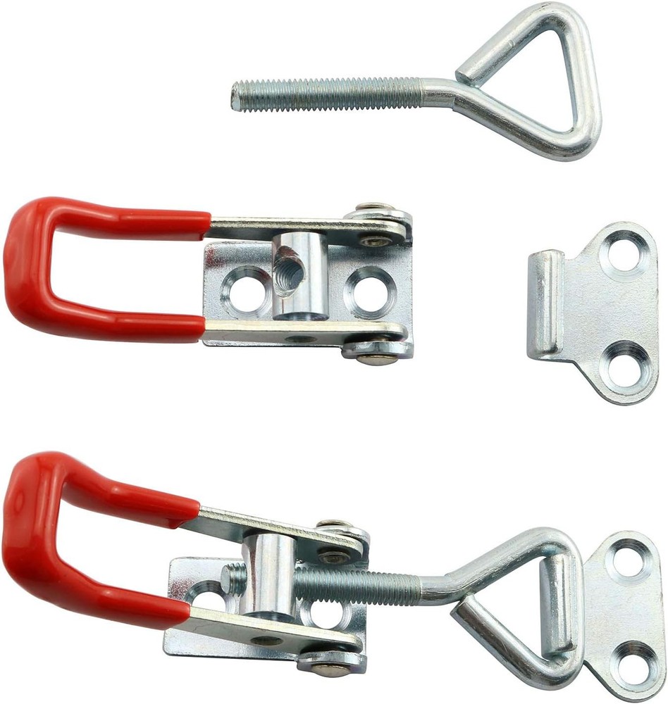 4PCS Latch Catch Cabinet Boxes Handle Toggle Lock Clamp Hasp Red,silver
