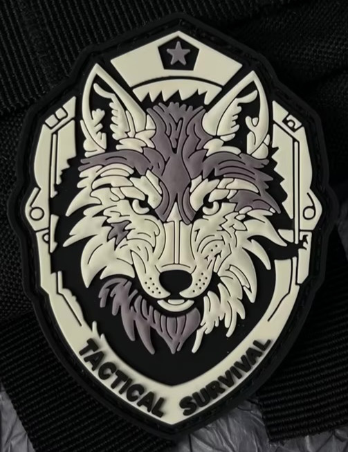 RARE "TACTICAL SURVIVAL" GREY WOLF PVC TACTICAL MORALE PATCH...